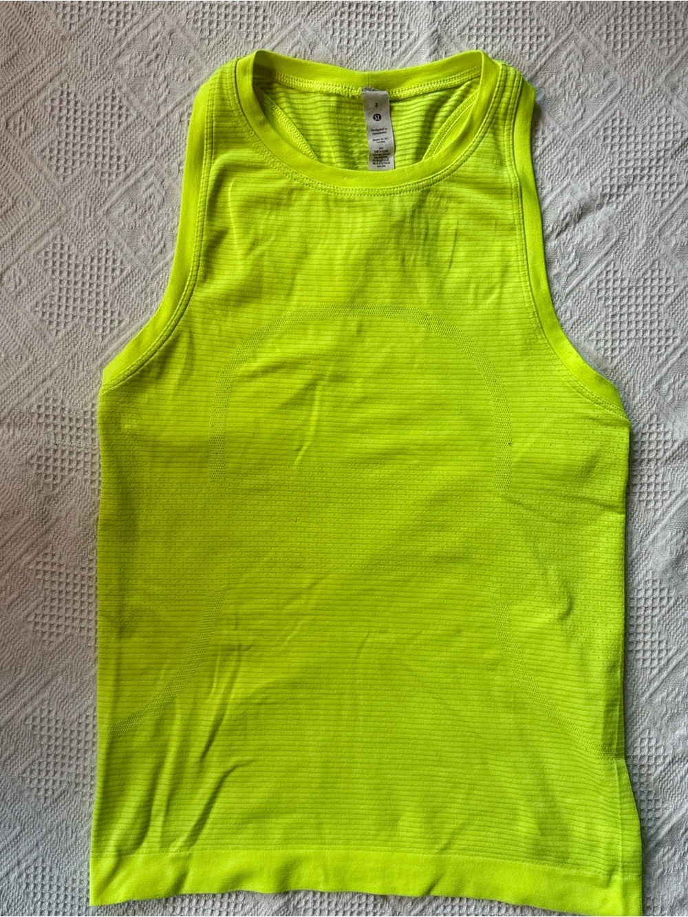 lululemon athletica Neon Yellow Ribbed Athletic Tank